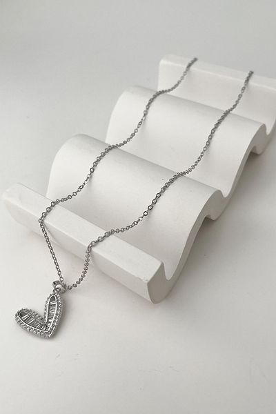 Modex Zircon Shuttle Stone 40cm Heart Necklace - Size 5