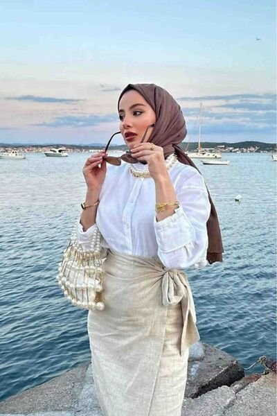 La Querta Stone Colored Linen Skirt - Bow Tie