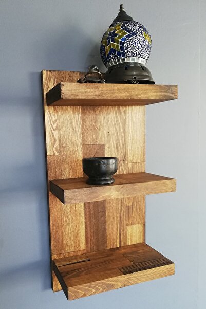 The N Wood Montessori 3 Raflı Dekoratif Duvar Rafı