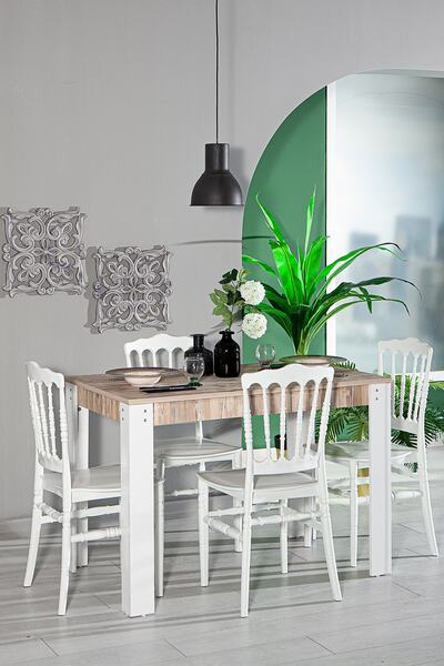 MOBETTO Home Grande Masa / Miray Mutfak Masa Takımı - Beyaz