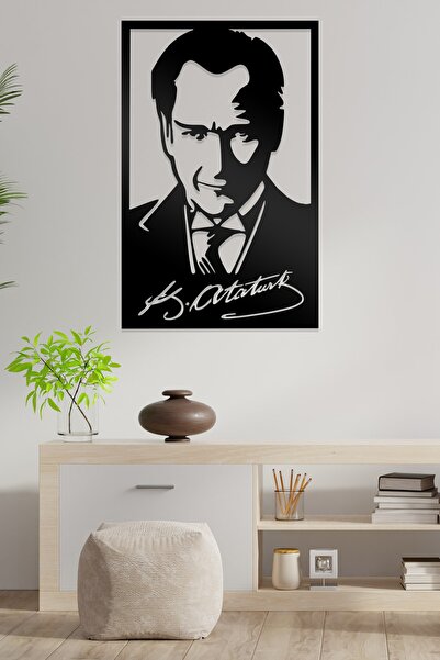 AHWALL Διακοσμητικό Ξύλινο Τραπέζι με Φιγούρα Ατατούρκ και Υπογραφή