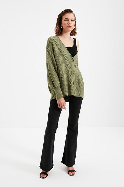 Trendyol Collection Mintfarbene Strickjacke mit weiter Passform - TWOAW22HI0176