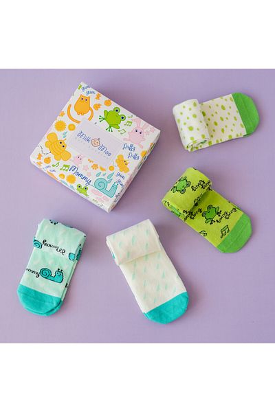 Milk & Moo 4-teiliges Damensocken-Set – mit Spratfrosch und Sangaloz
