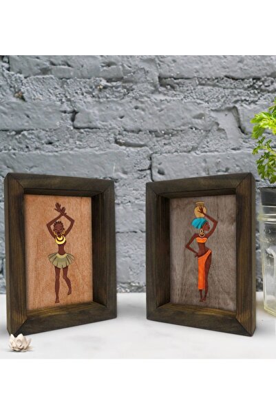 Bk Gift Gift Dekoratif 2'li Doğal Masif Ahşap Çerçeve 15x20cm-74