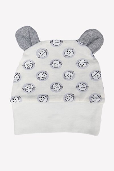 Ozmoz By Mukadder Özden Lamb Printed Organic Baby Beanie with Ears