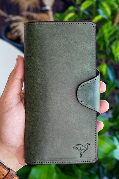Vianel New York Πορτοφόλι Axel Crazy Leather Green Unisex Portfolio