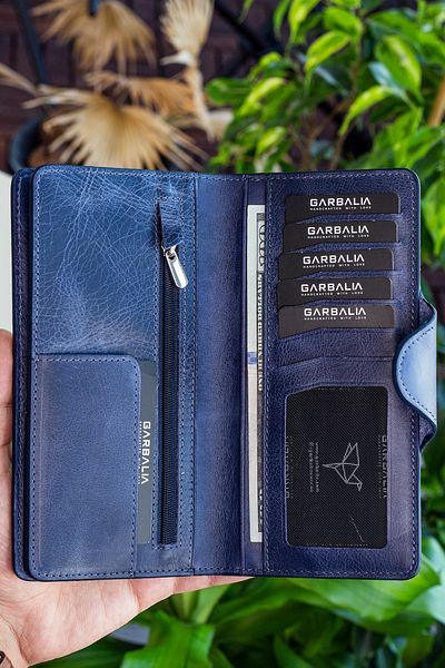 Vianel New York Πορτοφόλι Axel Crazy Leather Navy Blue Unisex Portfolio