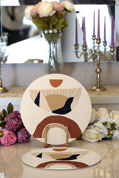 Realhomes 2-Piece Boho Drawing Special Designed Digital Printed Decorative Round Charger & Placemat