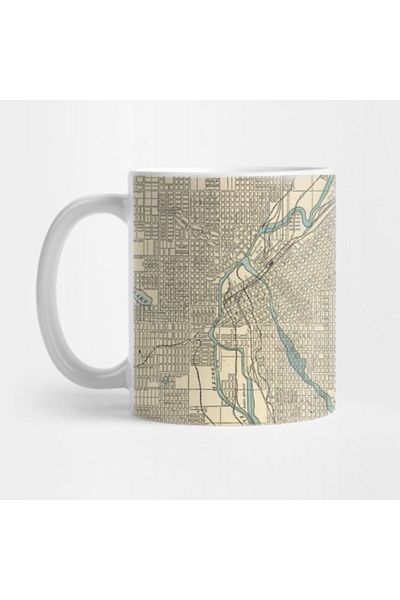 Pixxa Vintage Map Of Denver Colorado Mug Cup
