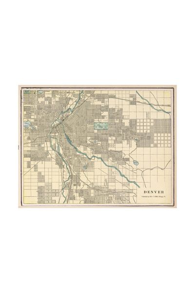 Pixxa Vintage Map Of Denver Colorado Mug Cup