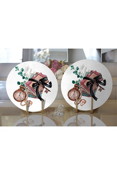 Realhomes 2-Piece Retro Letter Packs Custom Design Digital Printed Modern Round Charger & Placemat
