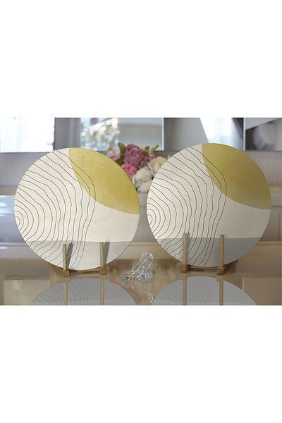 Realhomes 2-Piece Abstract Style Digital Printed with Onedraw Drawing Modern Round Charger & Placemat