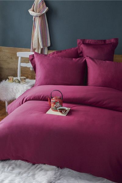 İssimo Home Simply Cotton Satin Single Duvet Cover Set - Claret Red