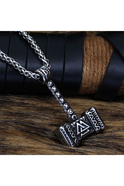 Viking Thor Mjollnir Hammer Warhammer Norse Mythology Odin Nordic 316l Steel Necklace
