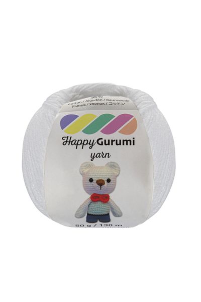 Happy Yarn Happy Gurumi K010 Λευκό Amigurumi Πλεκτό νήμα 50gr 130m