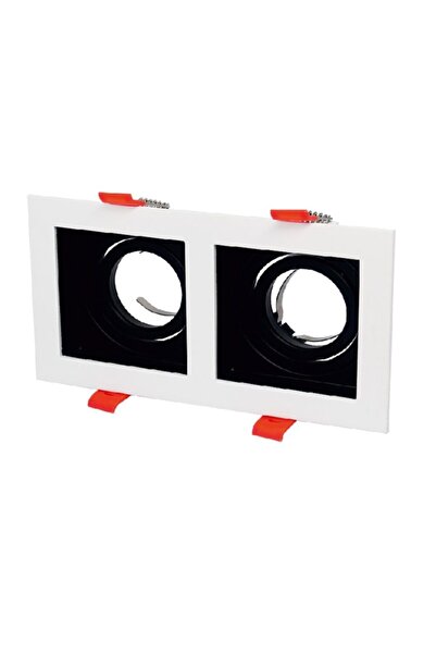 Coral Light Pars Kare 2'li Gömme Spot Kasası Beyaz Siyah Renk Gu10 Duymetal B...