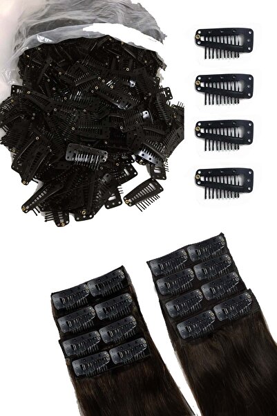 PRODİVA Peruk, Çıtçıt, Postiş, Yarımay, Kahkül Klipsleri 65 Adet / 100 Gr Siy...