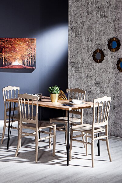 MOBETTO Home Nero Masa - Miray Mutfak Masa Takımı - Cappucino