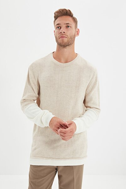 Trendyol Collection Stone Men's Regular Fit Crew Neck Knitwear Sweater TMNAW22KZ0623