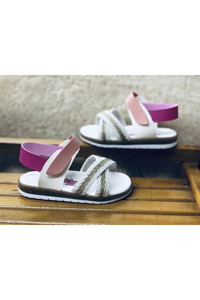 Şirin Bebe Baby Girl Orthopedic Thin Sole Linen Sandals