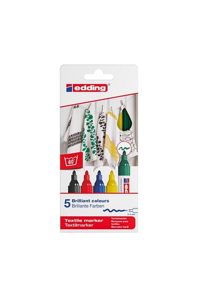 Edding Fabric Coloring Pen Box of 5 Basic Colors 4500