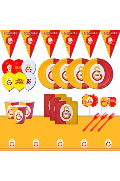 30 Teile Galatasaray Partyset Servietten Teller & Banner-Wimpel