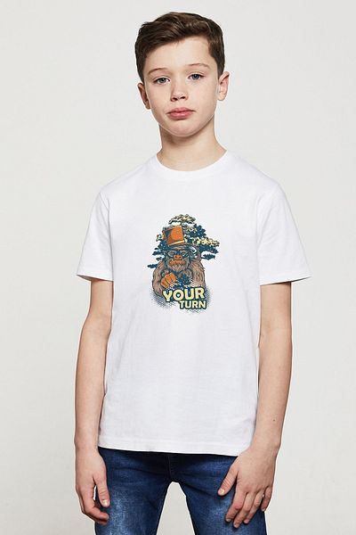 QIVI Tricou alb cu imprimeu Your Turn pentru băiat