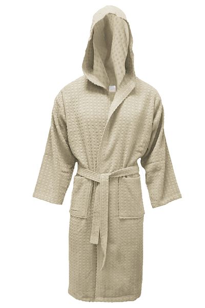 Lucy and Home 100% Βαμβάκι Unisex Ζακάρ Καμπυλωτό Μπουρνούζι Εκρού
