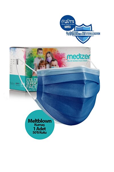 Medizer Lacivert Cerrahi Maske Meltblown Kumaş - 50 Adet