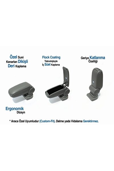 OmsaLine Citroen C-Elysee 2012 Ve Sonrası Gri Kol Dayama Kolçak