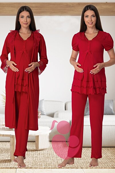 lohusahamile Вишневий піжамний комплект для годування груддю Effortt 8024