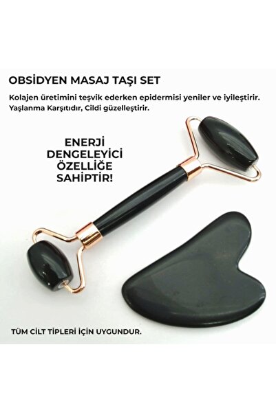 OSMANLI DOĞAL TAŞ Sertifikalı Obsidyen Masaj Taşı Roller Ve Gua Sha 1.sınıf T...