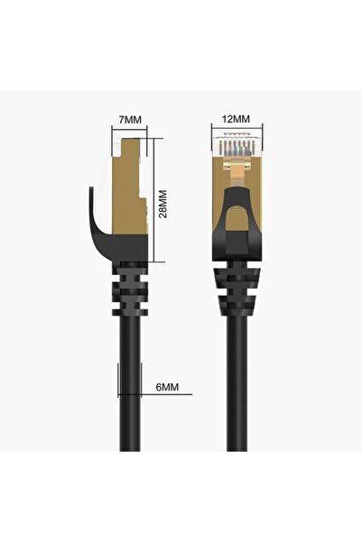 Orico Pug-c7-10 Cat7 Ethernet Kablosu, 100cm, Siyah