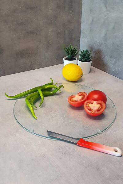 Decorita شفاف| لوح تقطيع الزجاج - لوح تقطيع الزجاج| قطر 32 سم