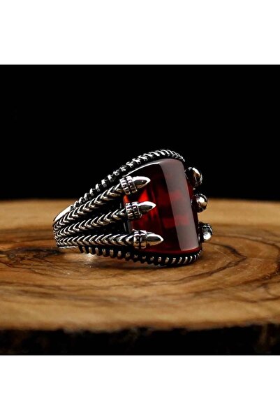 Argento Silver Garnet Zirkon Taşlı 925 Ayar Gümüş Yüzük