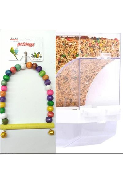 Aslan Budgie Swing with Wooden Beads - Smart Food Holder