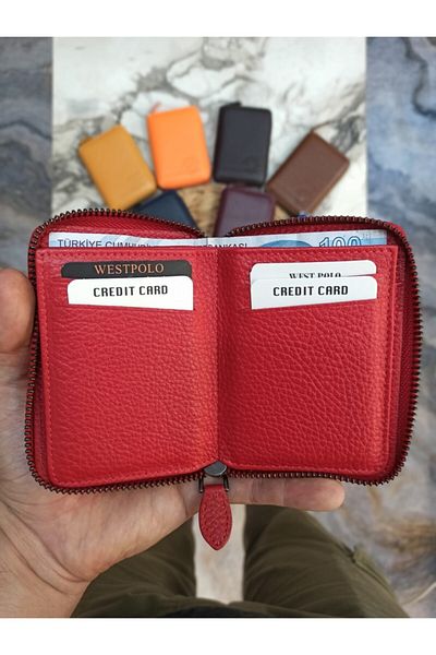 Westpolo Genuine Leather Zippered Unisex Wallet Card Holder