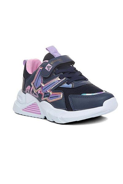 Alessio Children's Navy Blue Pink White Anorak Velcro Booties Sneakers 049