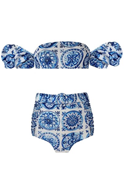 Nur Karaata Cliantha Bleu Blanc Bikini Set