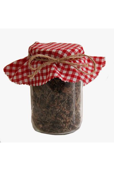 Çizgikare Red Gingham Fabric Jar Lid (12 CM) - 10 Pieces Price