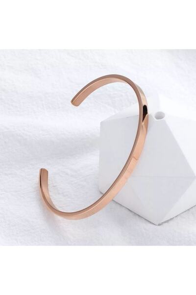 AKCstore Düz Çelik Kelepçe Bileklik Rosegold