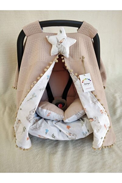 Raduga Collection Puset Örtüsü+puset Minderi+puset Çarşafı 3'lü Set Tavşan Bej