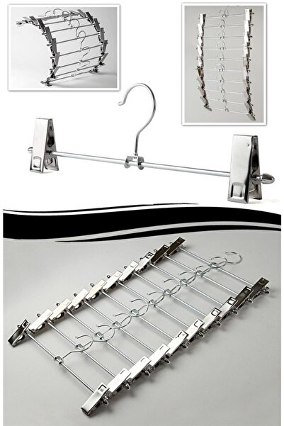 epazzar 9 Adet Metal Etek Ve Pantolon Askısı Mandallı Klipsli Metal Askı