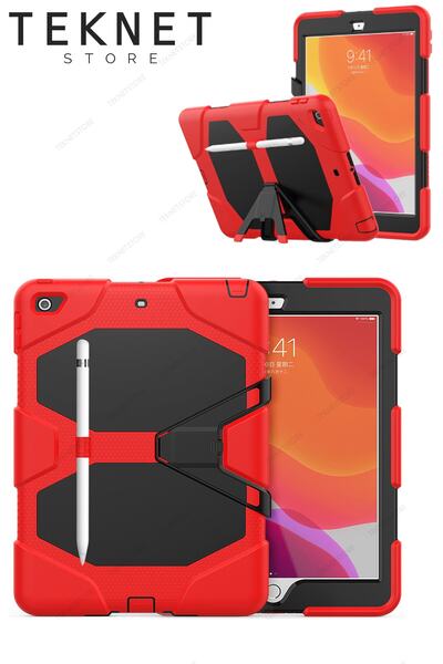 TEKNETSTORE حافظة ابل ايباد الجيل الخامس والسادس 2017 2018 9.7 بوصة حافظة من السيليكون مع واقي للشاشة