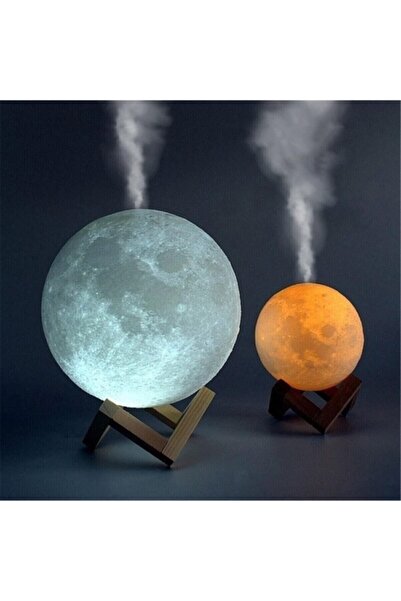 pazariz 3d Ay Işığı Standlı Dekoratif Lamba 880ml Oda Hava Nemlendirici Buhar...