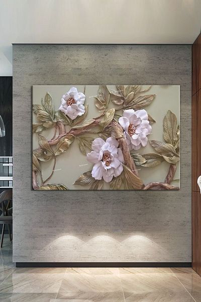 Morfil Sanat Atölyesi Λουλούδια Τρισδιάστατη Προβολή Διακοσμητικός Πίνακας Καμβά 8 Διαφορετικά Μεγέθη