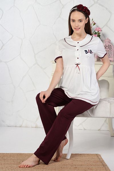 Emose Set pijama de maternitate dama rosu claret