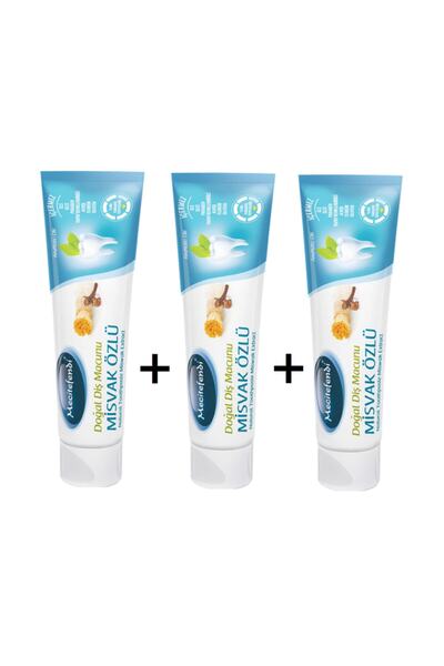Mecitefendi 3 Adet Misvak Özlü Doğal Diş Macunu Florürsüz 75 ml