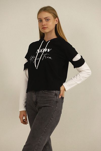 GABRİA Hooded Patterned Sweat