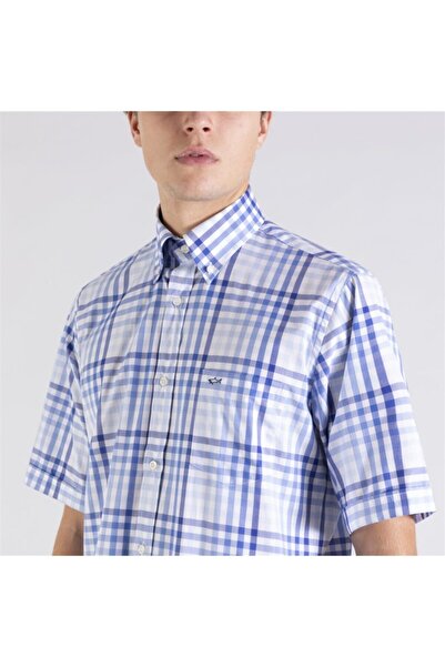 PAUL&SHARK Ανδρικό υφαντό πουκάμισο με κοντό μανίκι - C.w. Βαμβάκι